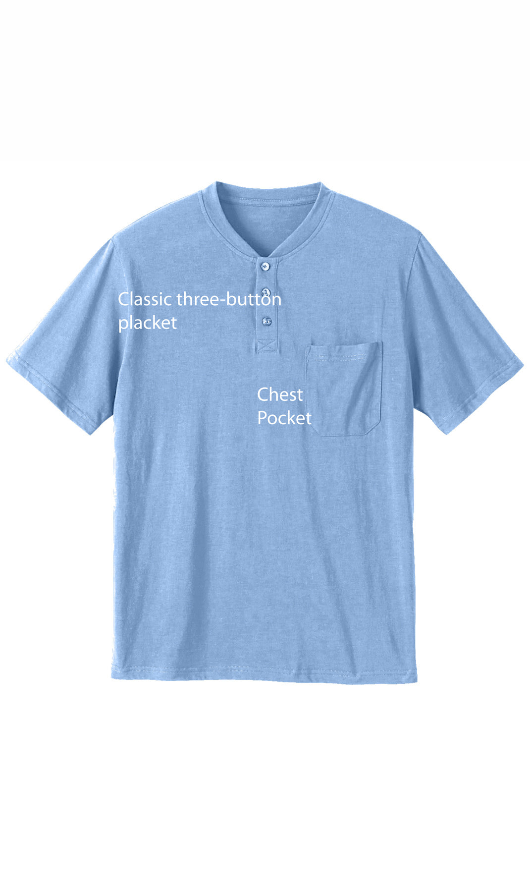 Men's Short Sleeve Henley Relaxed Fit Shirt with Pocket