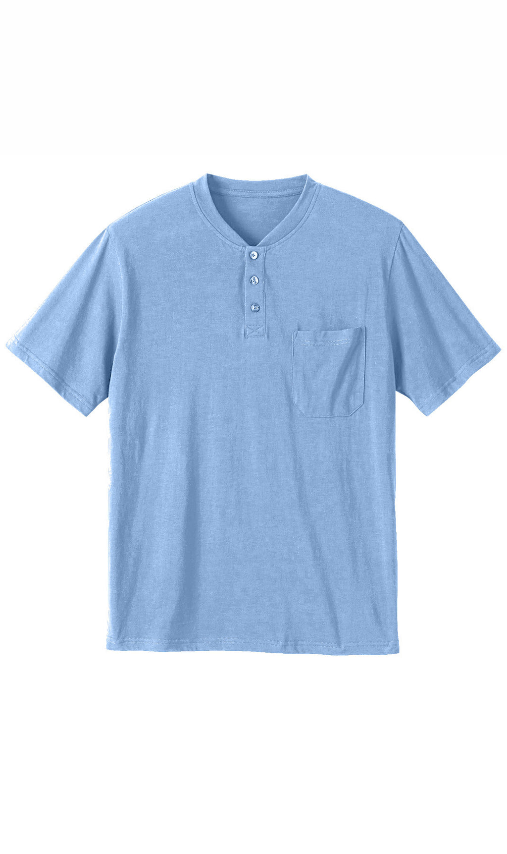 Men's Short Sleeve Henley Relaxed Fit Shirt with Pocket