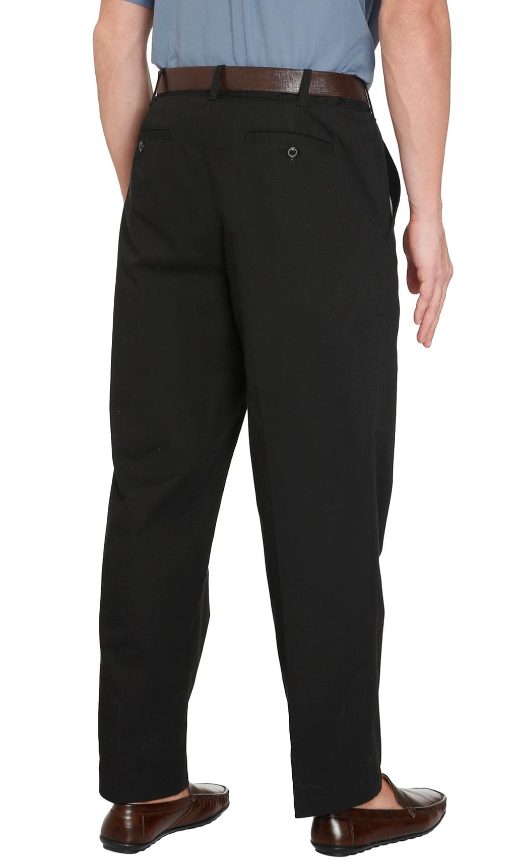 Men's Stretch Waist Chinos with a Hidden Elastic Waist and Flat Front