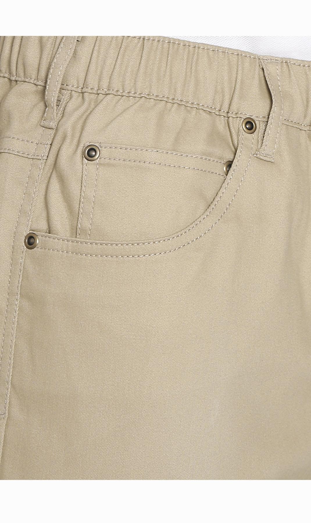 Men's Stretch Waist Pull On Shorts  in Denim and Twill - Free of Buttons & Snaps