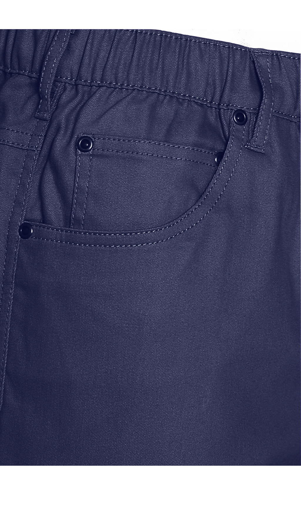 Men's Stretch Waist Pull On Shorts  in Denim and Twill - Free of Buttons & Snaps