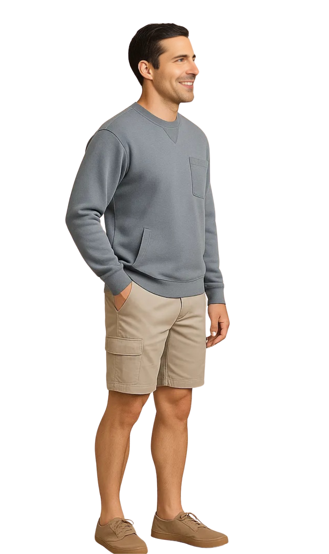 Mens 3-Pocket Fleece Sweatshirt with Raglan Seams, Chest Pocket and Tagless Neck