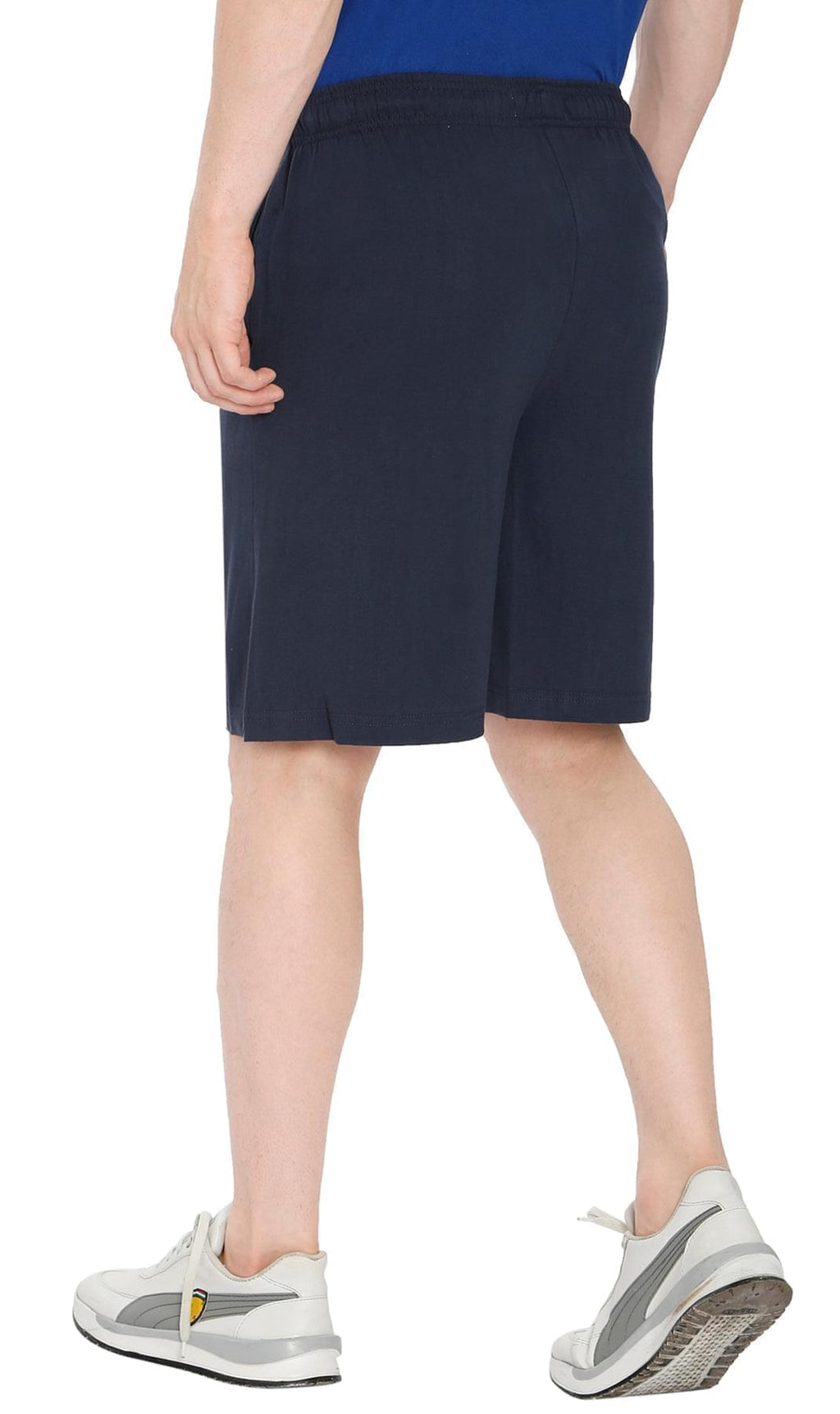 Mens Cotton Knit Shorts with Elastic Waistband and Inner Drawstrings