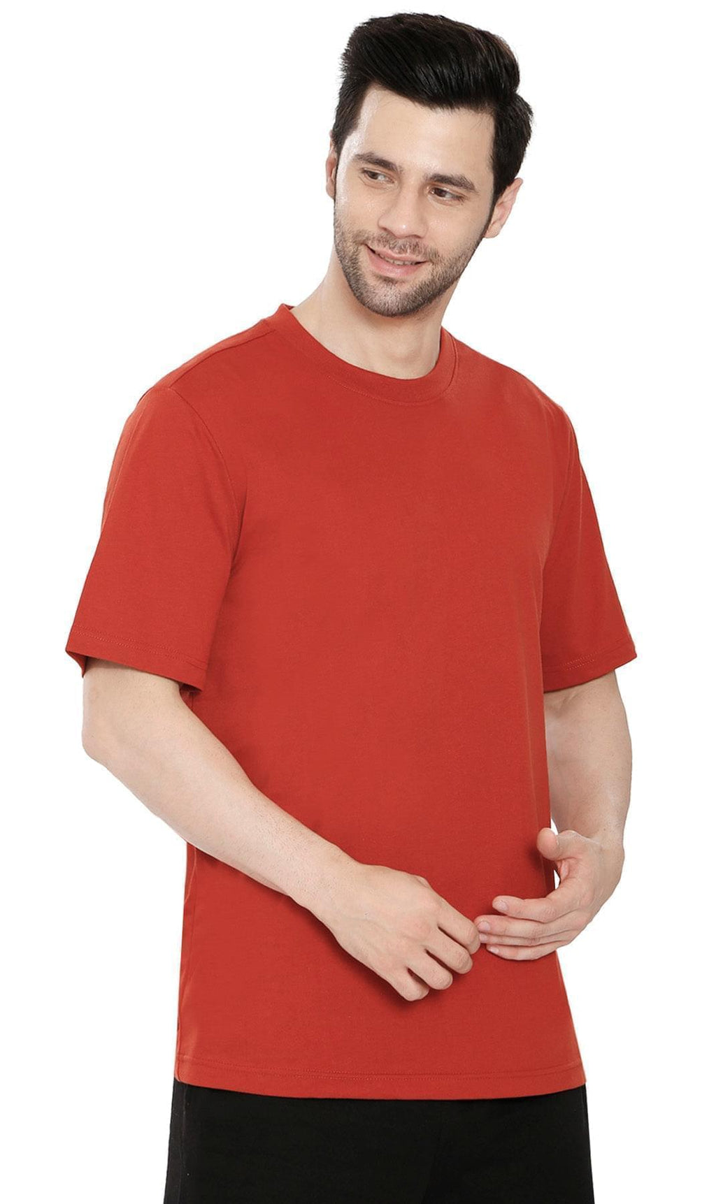 Men's Crew Neck Solid Color T-shirt in Short Sleeves and Relaxed Fit