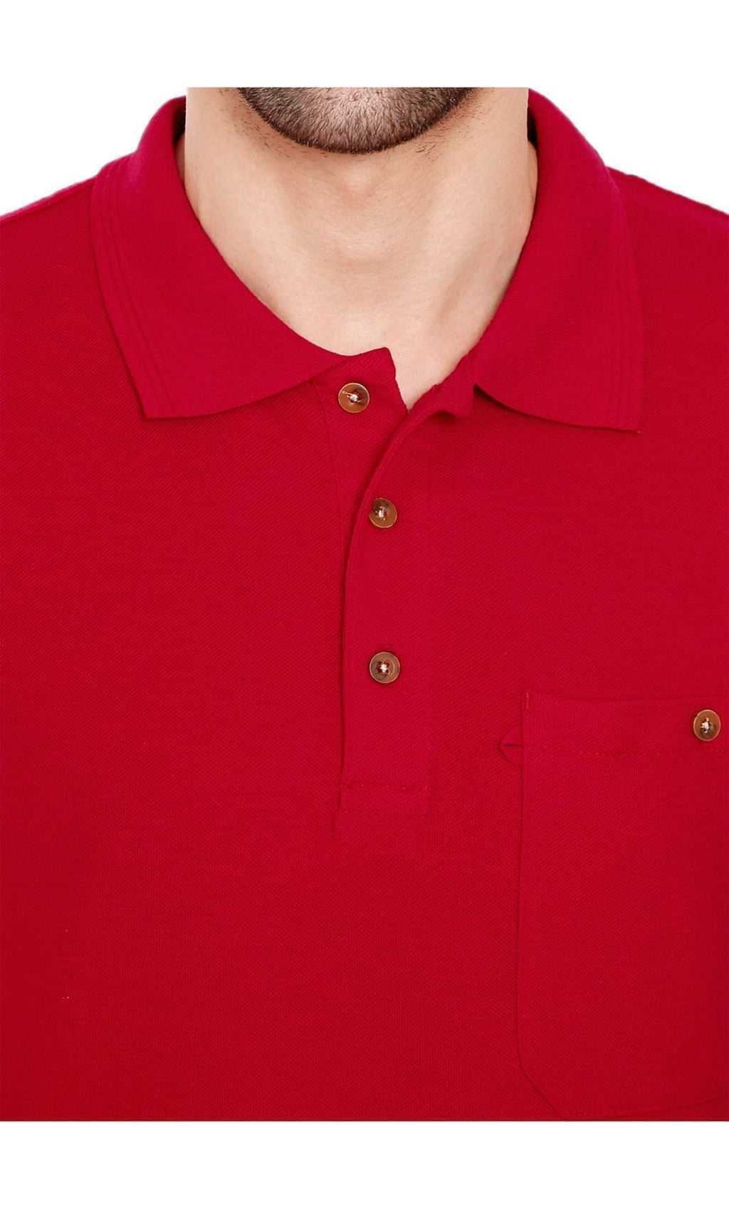 Men's Short Sleeve Pique Polo Shirt in Cotton Blend with Front Pocket