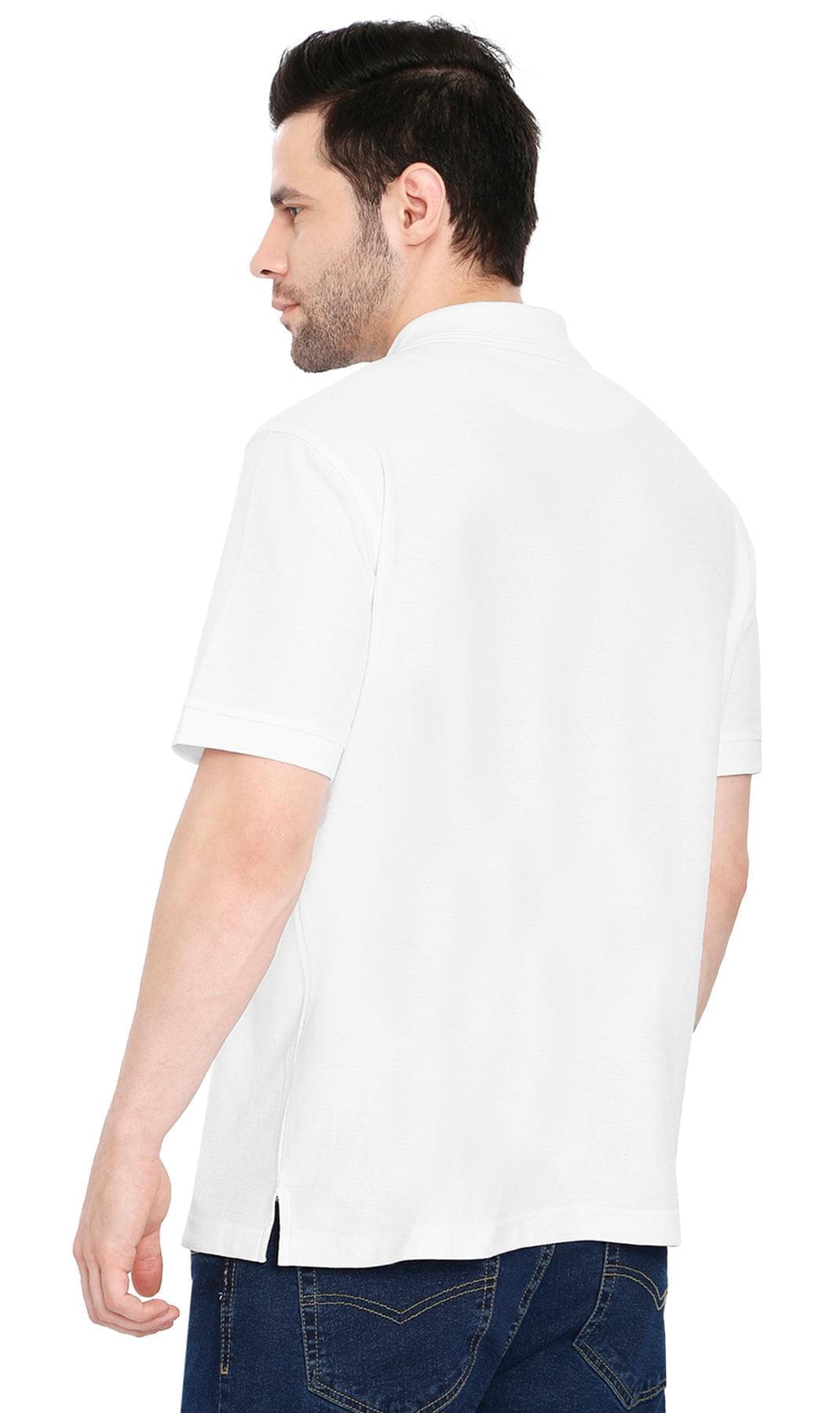 Men's Short Sleeve Pique Polo Shirt in Cotton Blend with Front Pocket